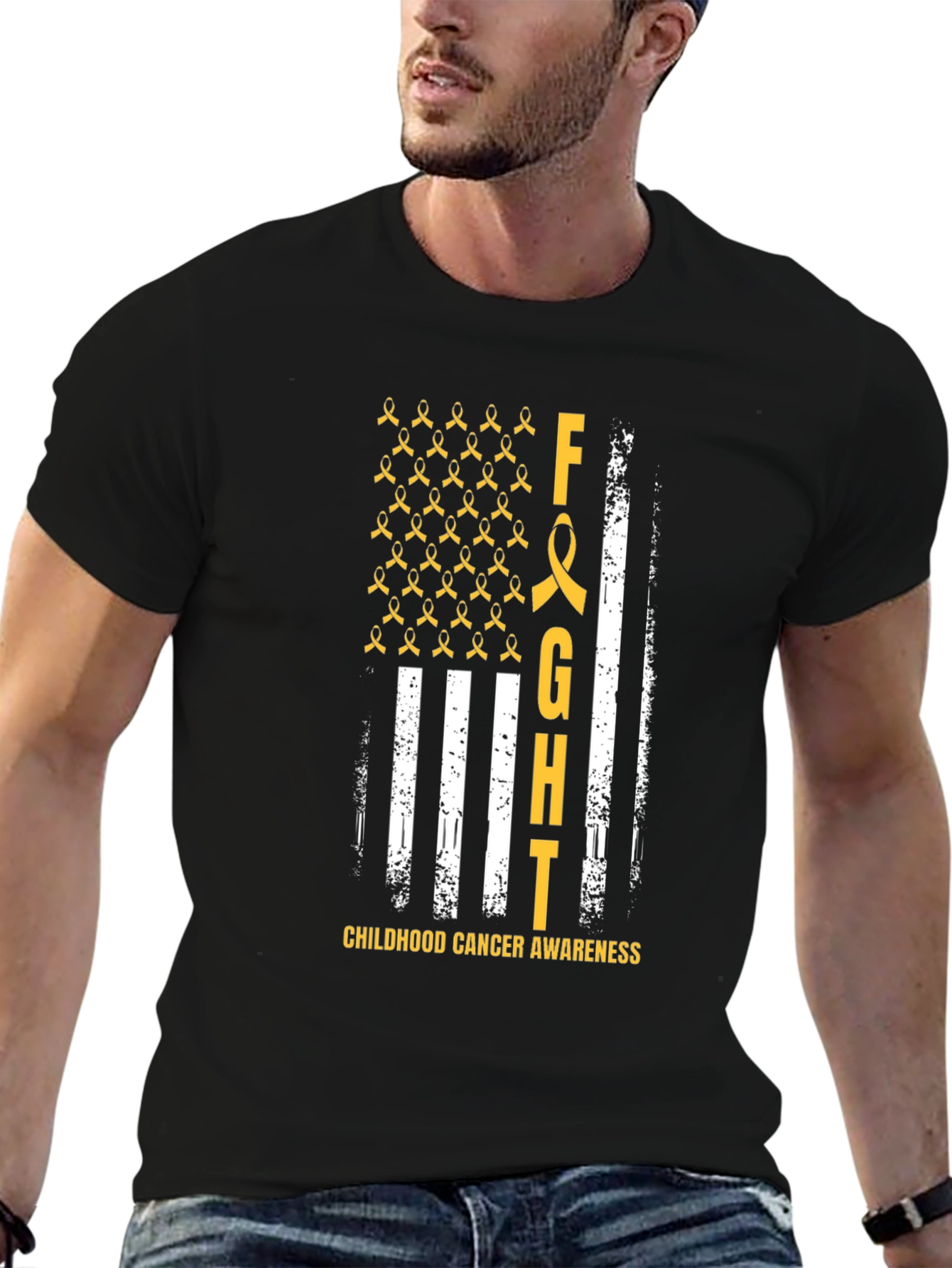 Childhood Cancer Awareness Ribbon Flag T-Shirt