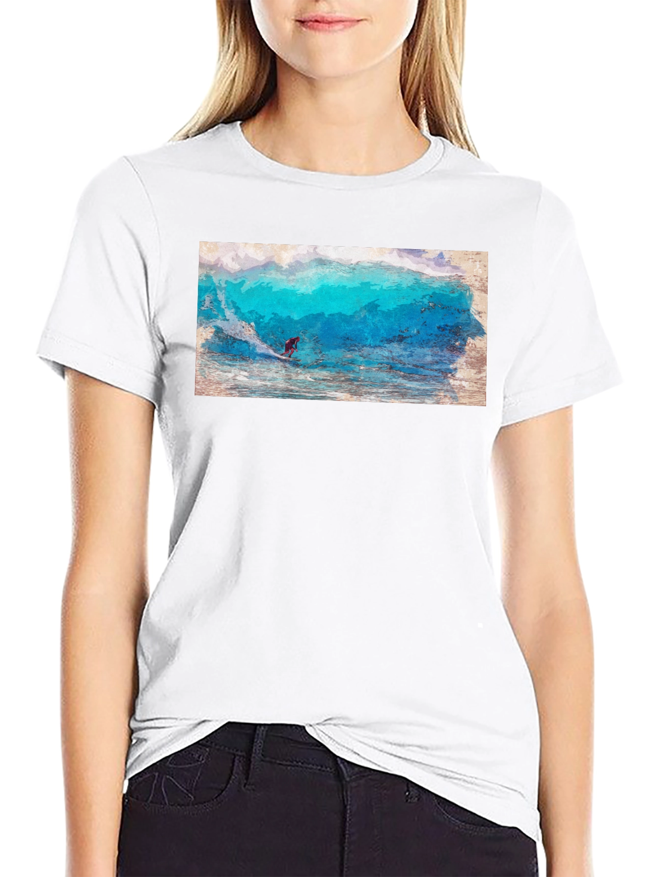 Surfer Wave Graphic Black T-Shirt