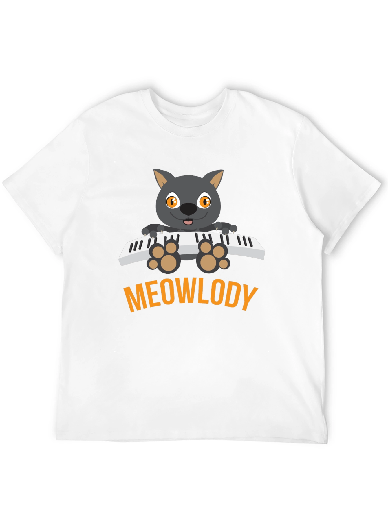 Meowlody Cat Playing Piano Black Graphic Tee