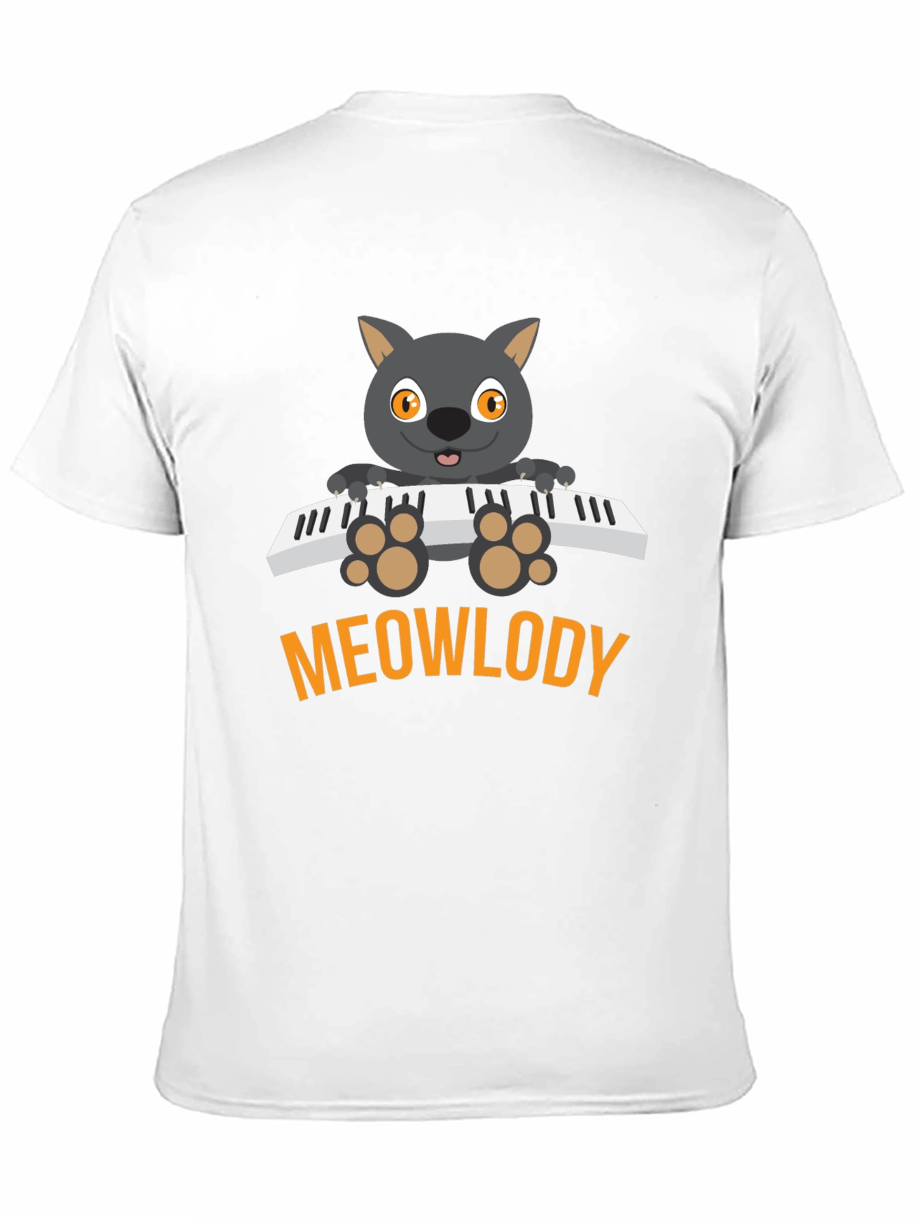 Meowlody Cat Playing Piano Black Graphic Tee