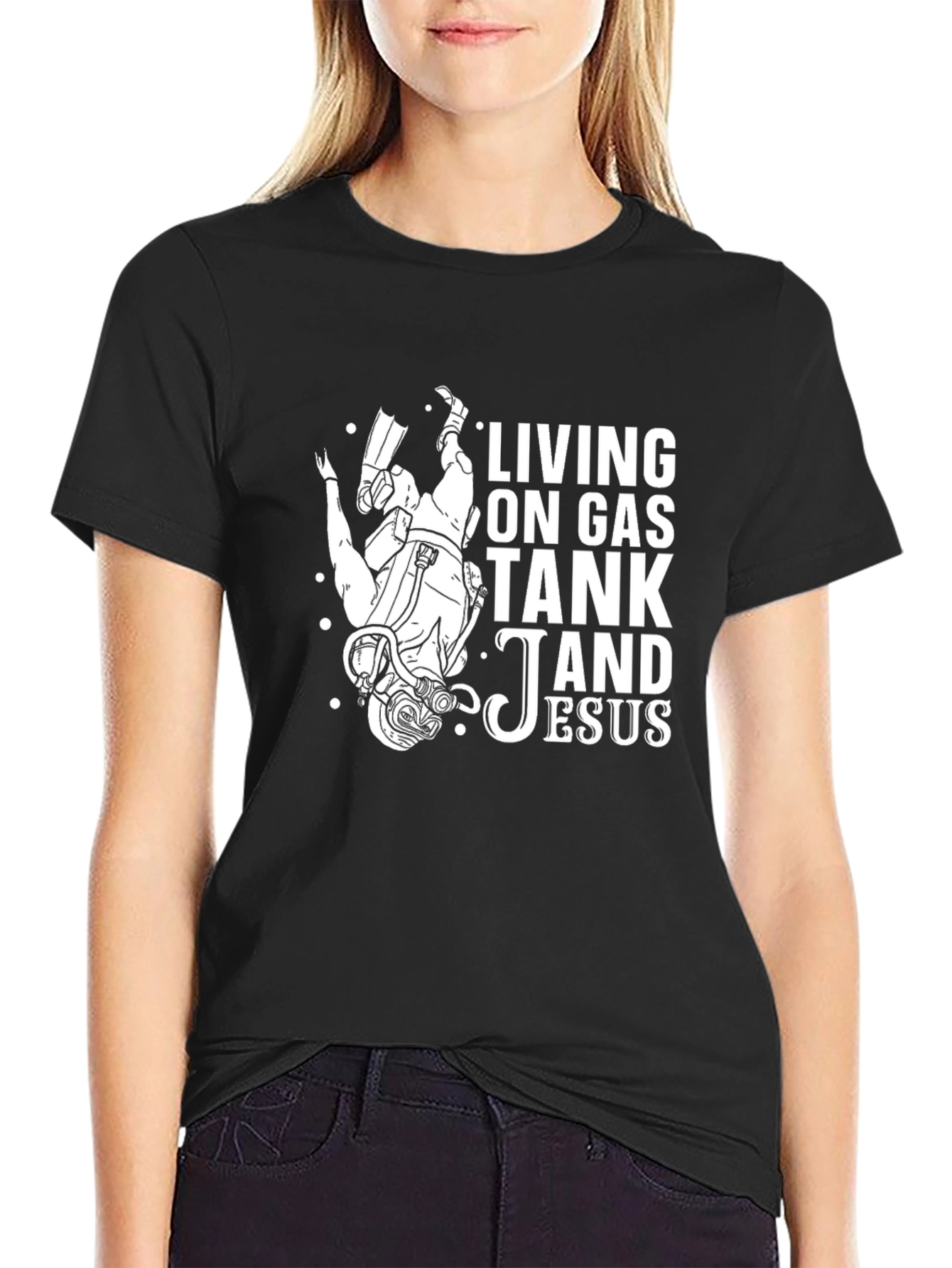 Diver Gas Tank and Jesus Graphic Tee