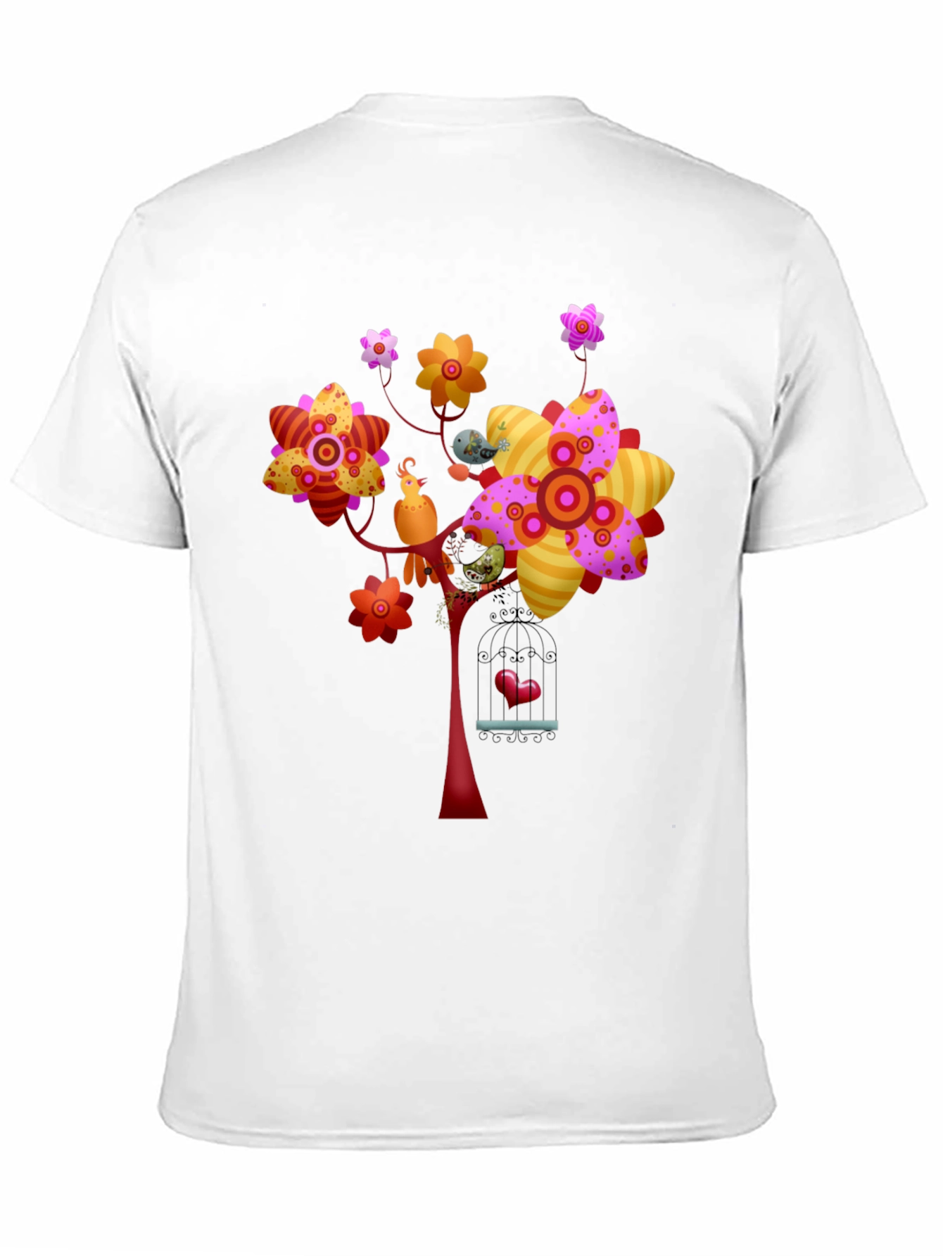 Floral Birdcage Graphic Tee - Unique Design