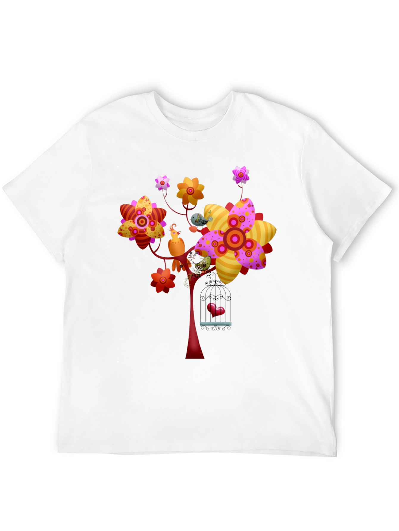 Floral Birdcage Graphic Tee - Unique Design