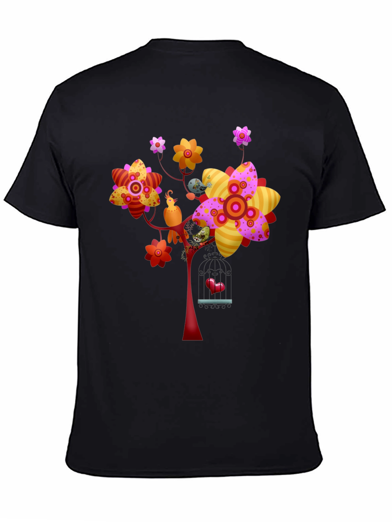 Floral Birdcage Graphic Tee - Unique Design