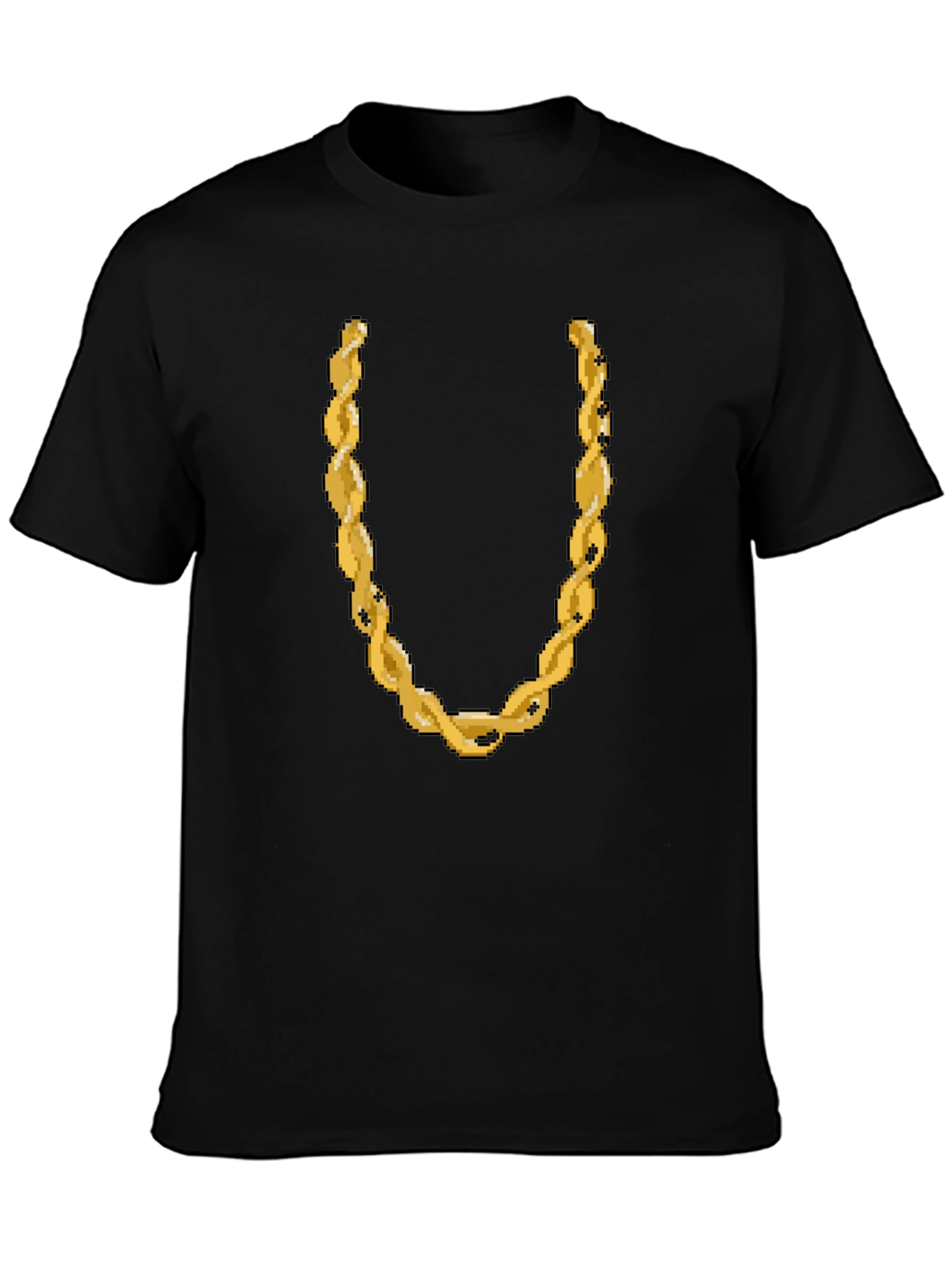 Pixelated Gold Chain Graphic Tee - Black