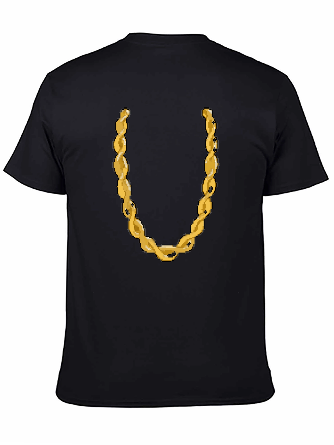 Pixelated Gold Chain Graphic Tee - Black