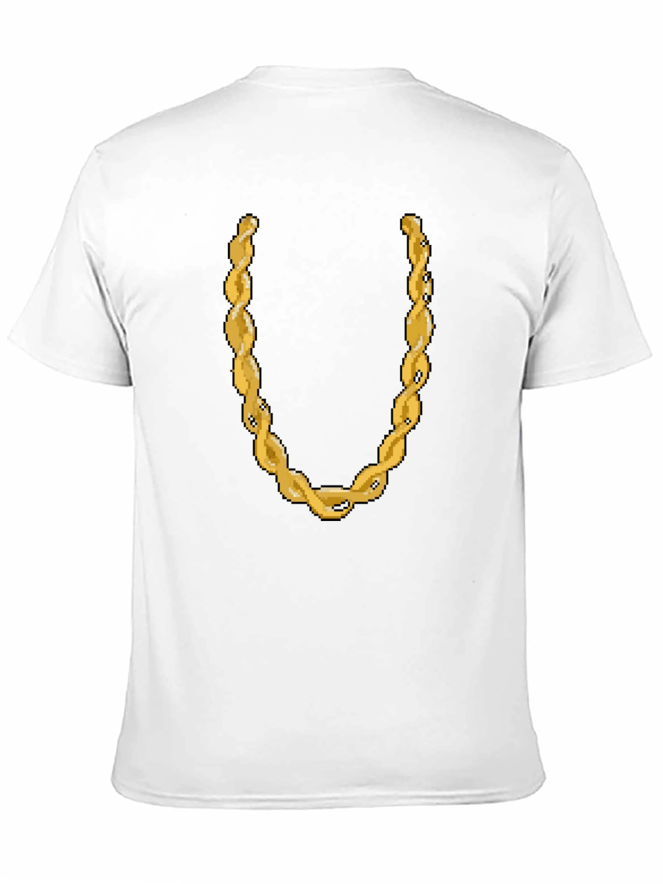 Pixelated Gold Chain Graphic Tee - Black