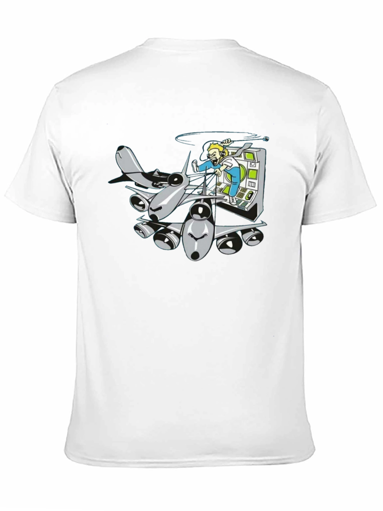 Cartoon Plane Pilot Black T-Shirt