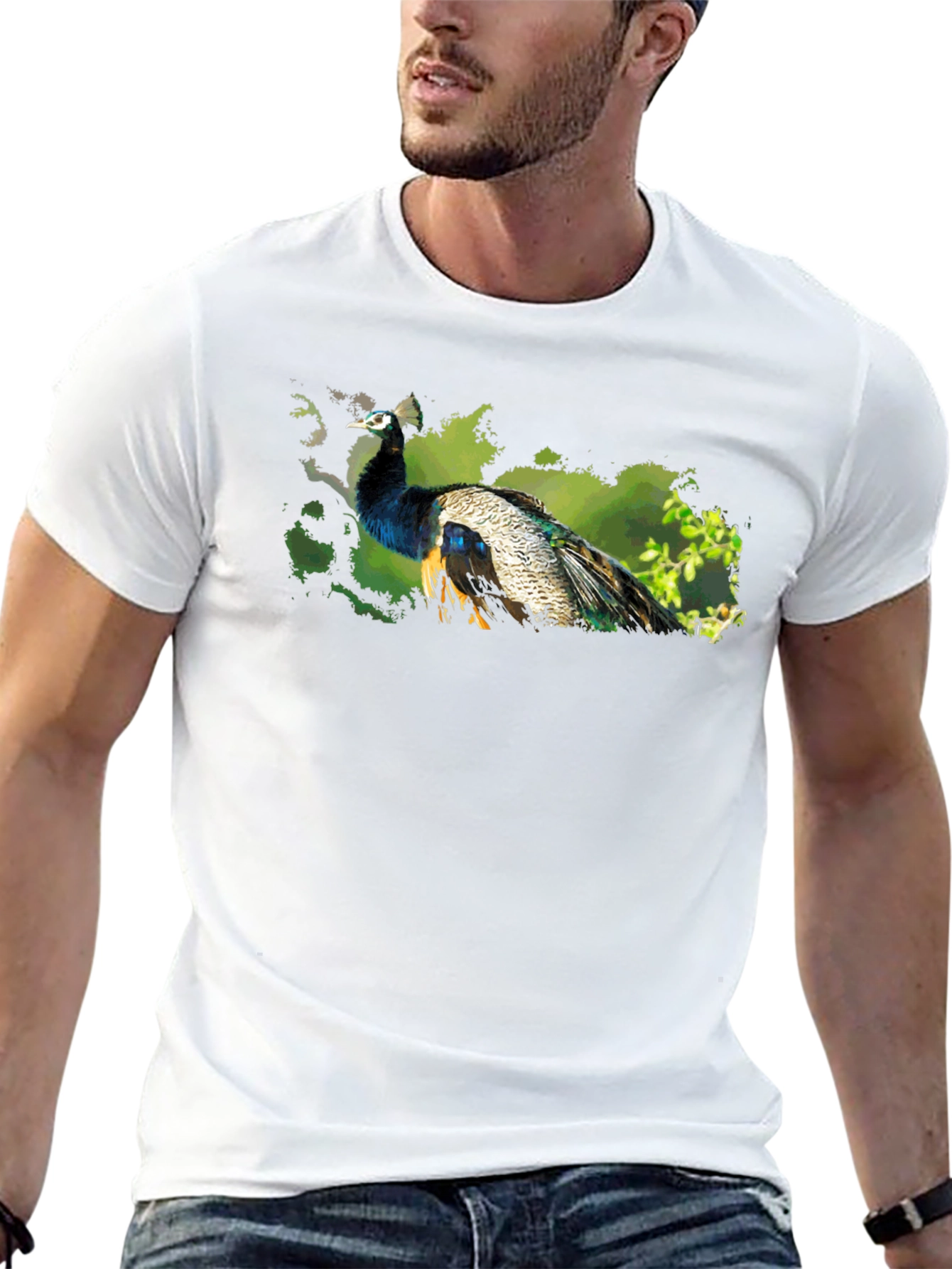 Peacock Graphic Tee - Nature Inspired Design