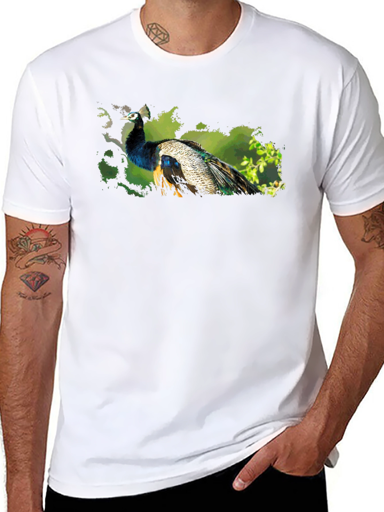 Peacock Graphic Tee - Nature Inspired Design