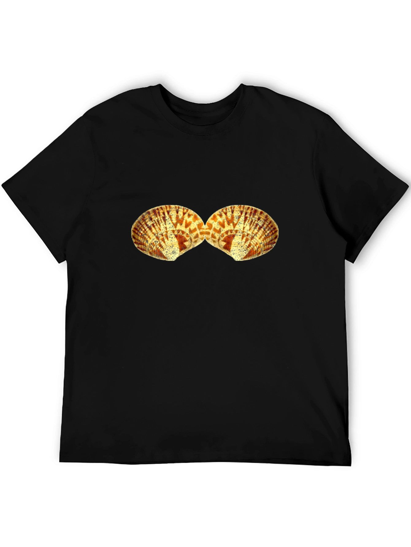 Seashell Graphic Tee - Black Cotton T-Shirt