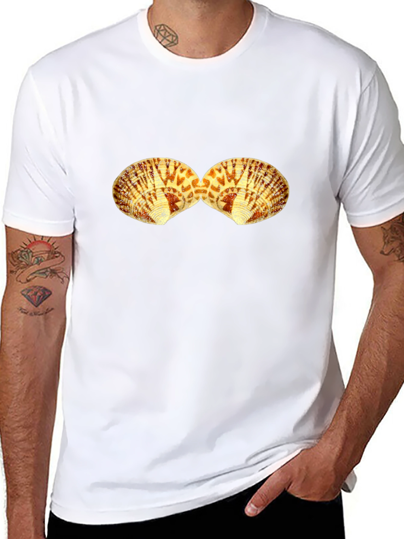 Seashell Graphic Tee - Black Cotton T-Shirt