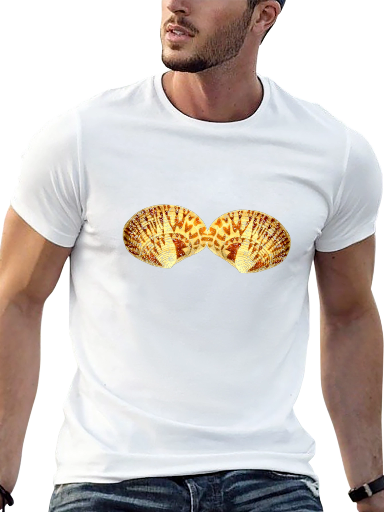 Seashell Graphic Tee - Black Cotton T-Shirt