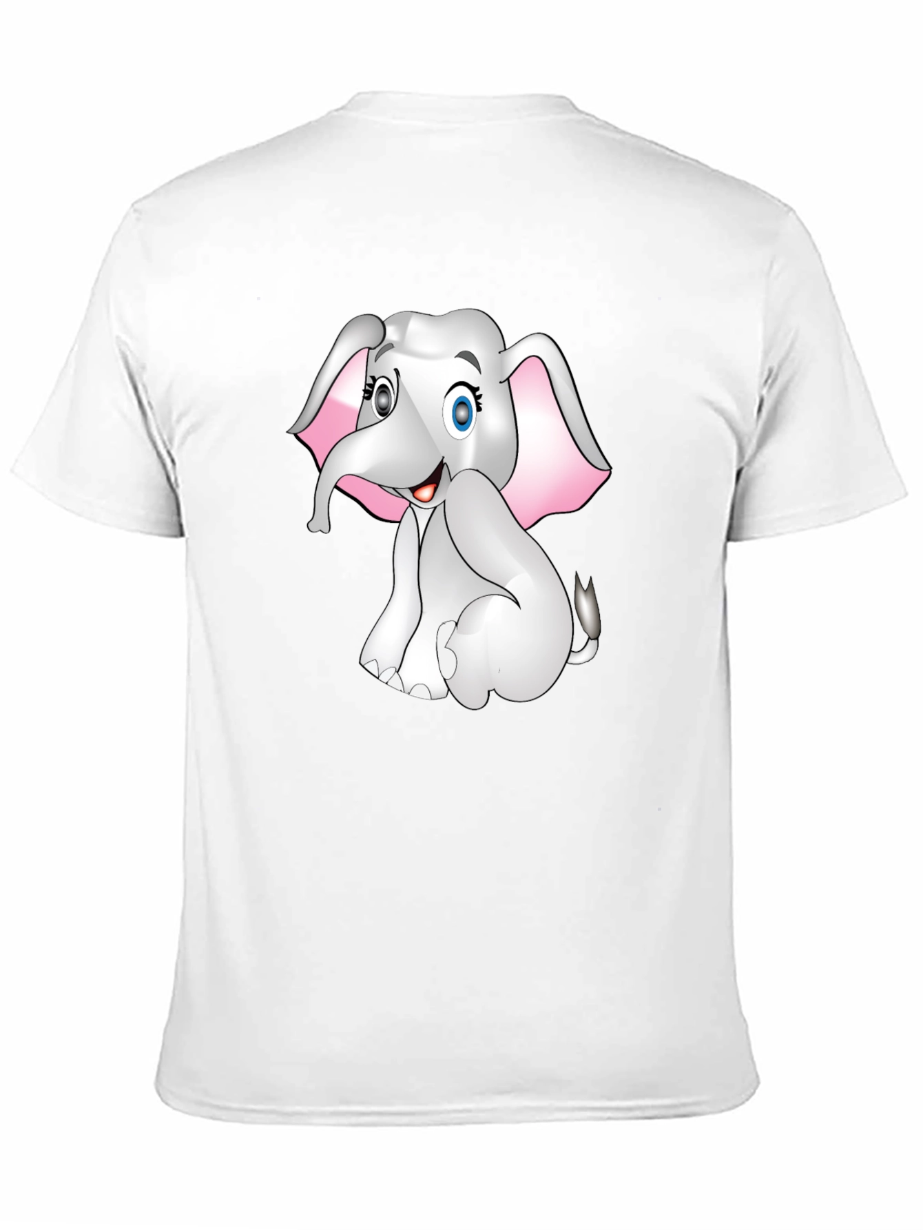 Cute Cartoon Elephant Graphic Print Tee - Black