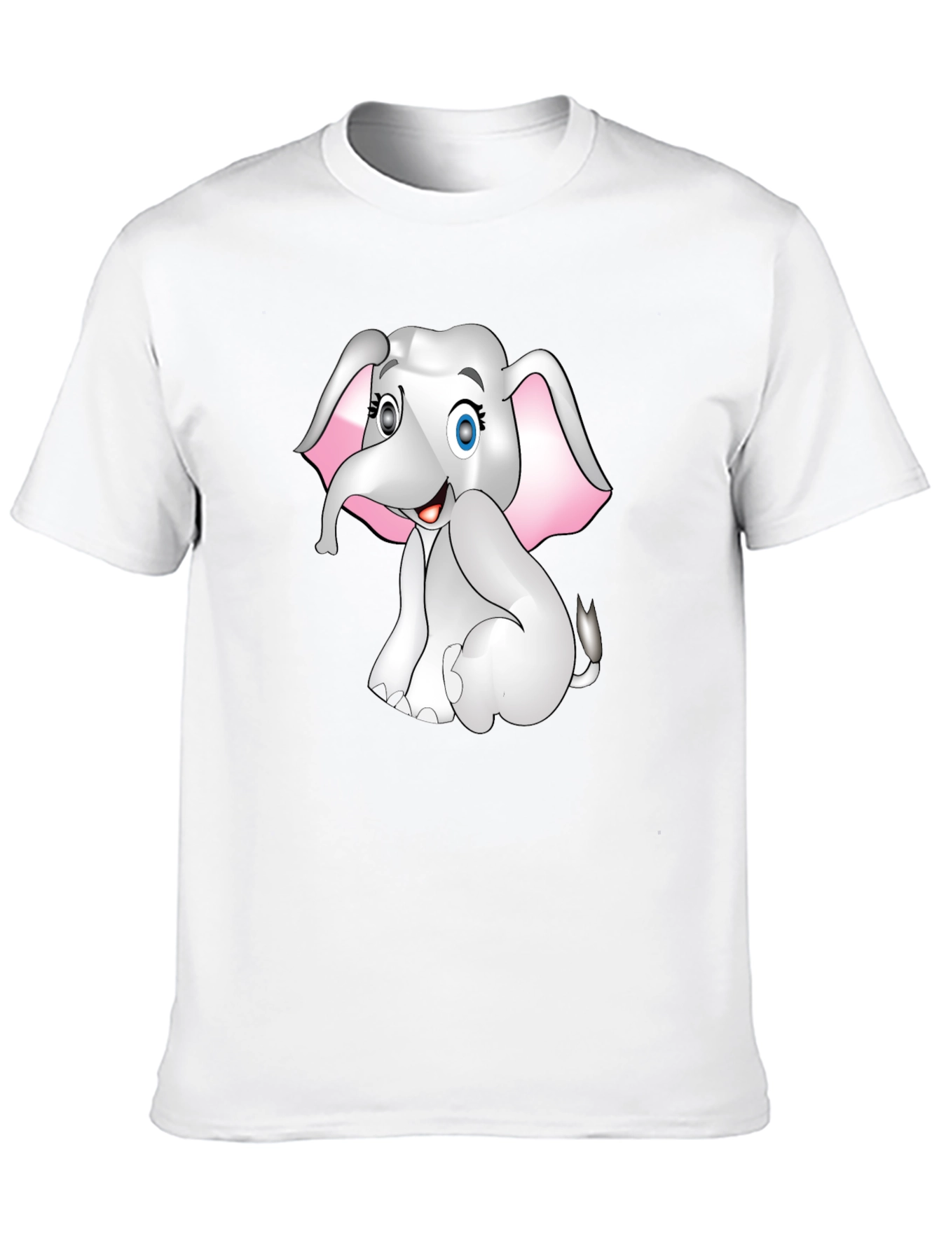Cute Cartoon Elephant Graphic Print Tee - Black