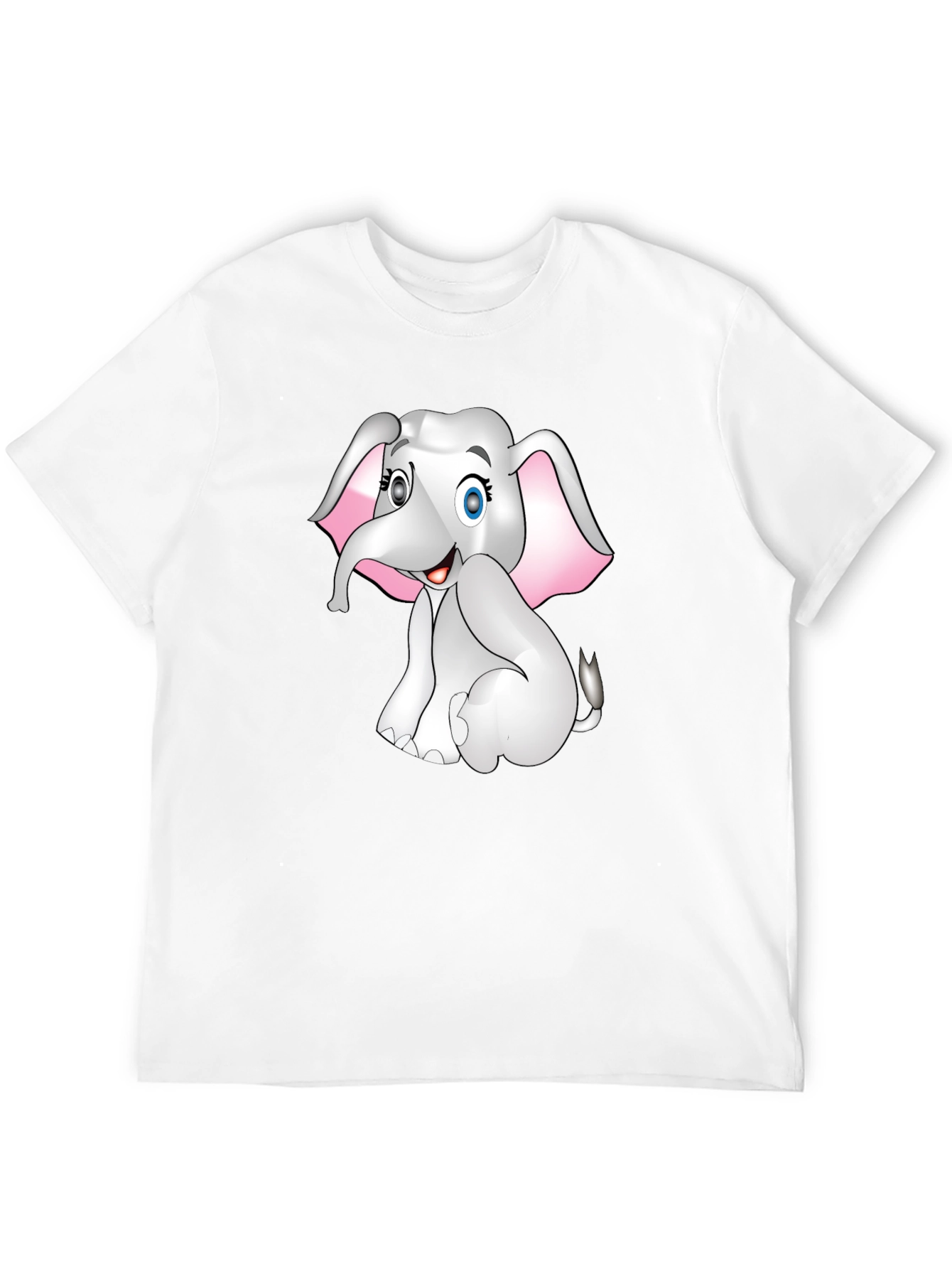 Cute Cartoon Elephant Graphic Print Tee - Black