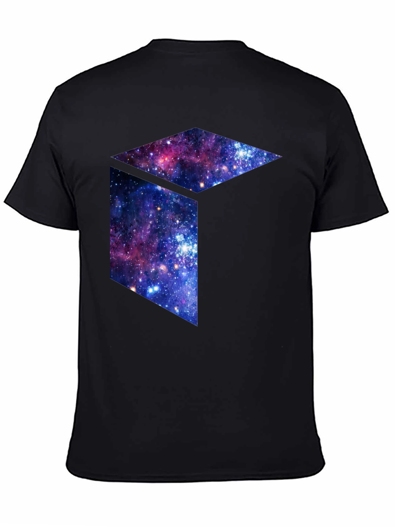 Galaxy Cube Graphic Tee - Black Cotton Blend