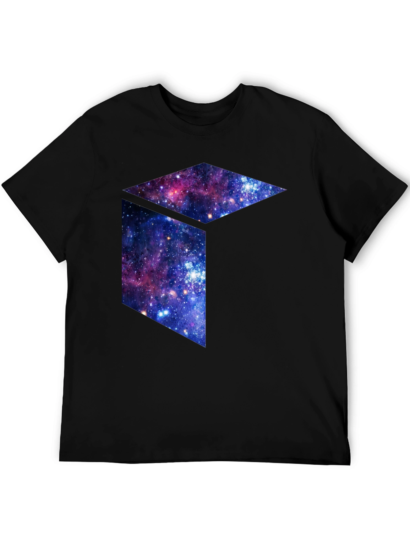 Galaxy Cube Graphic Tee - Black Cotton Blend