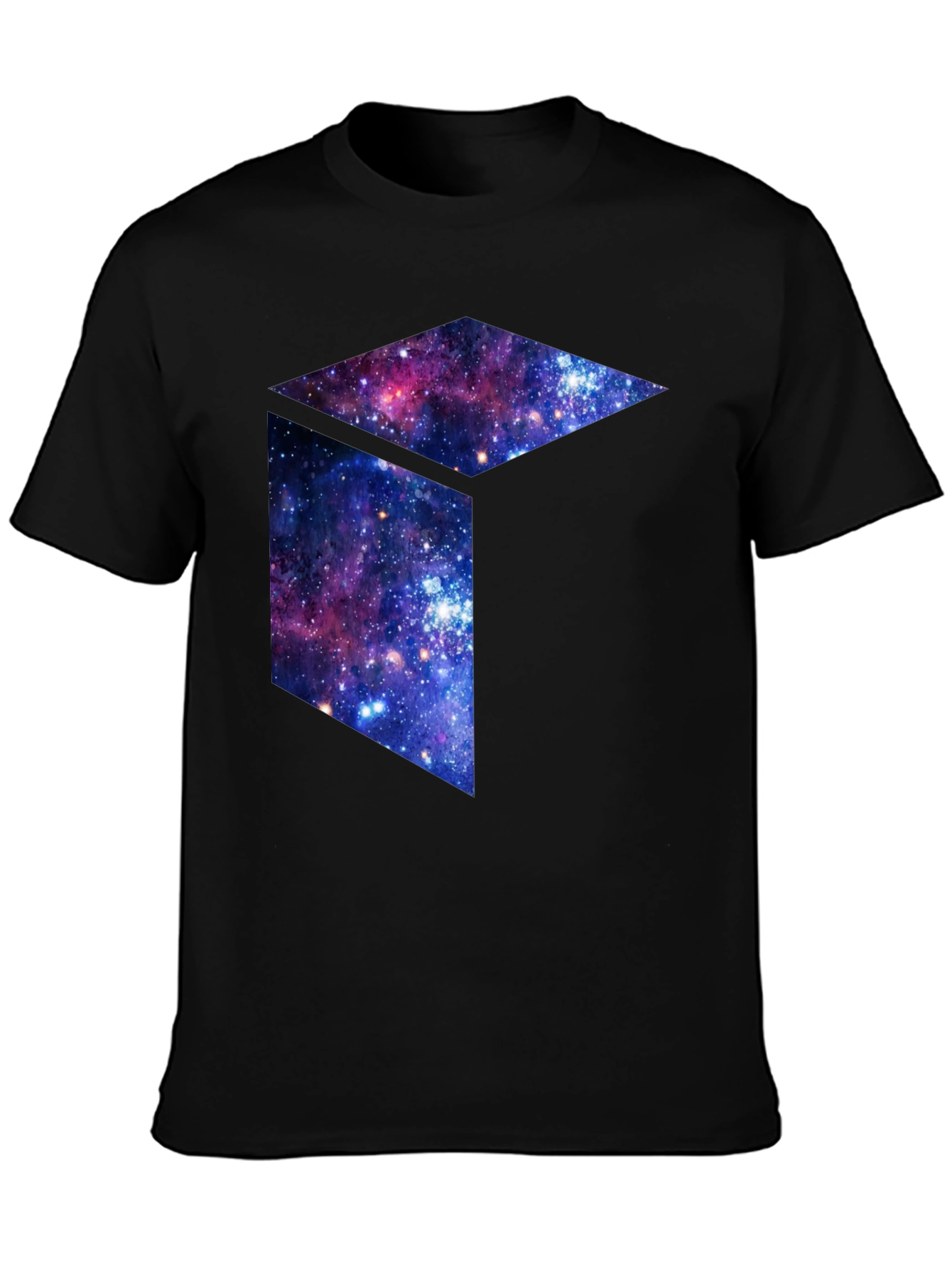 Galaxy Cube Graphic Tee - Black Cotton Blend