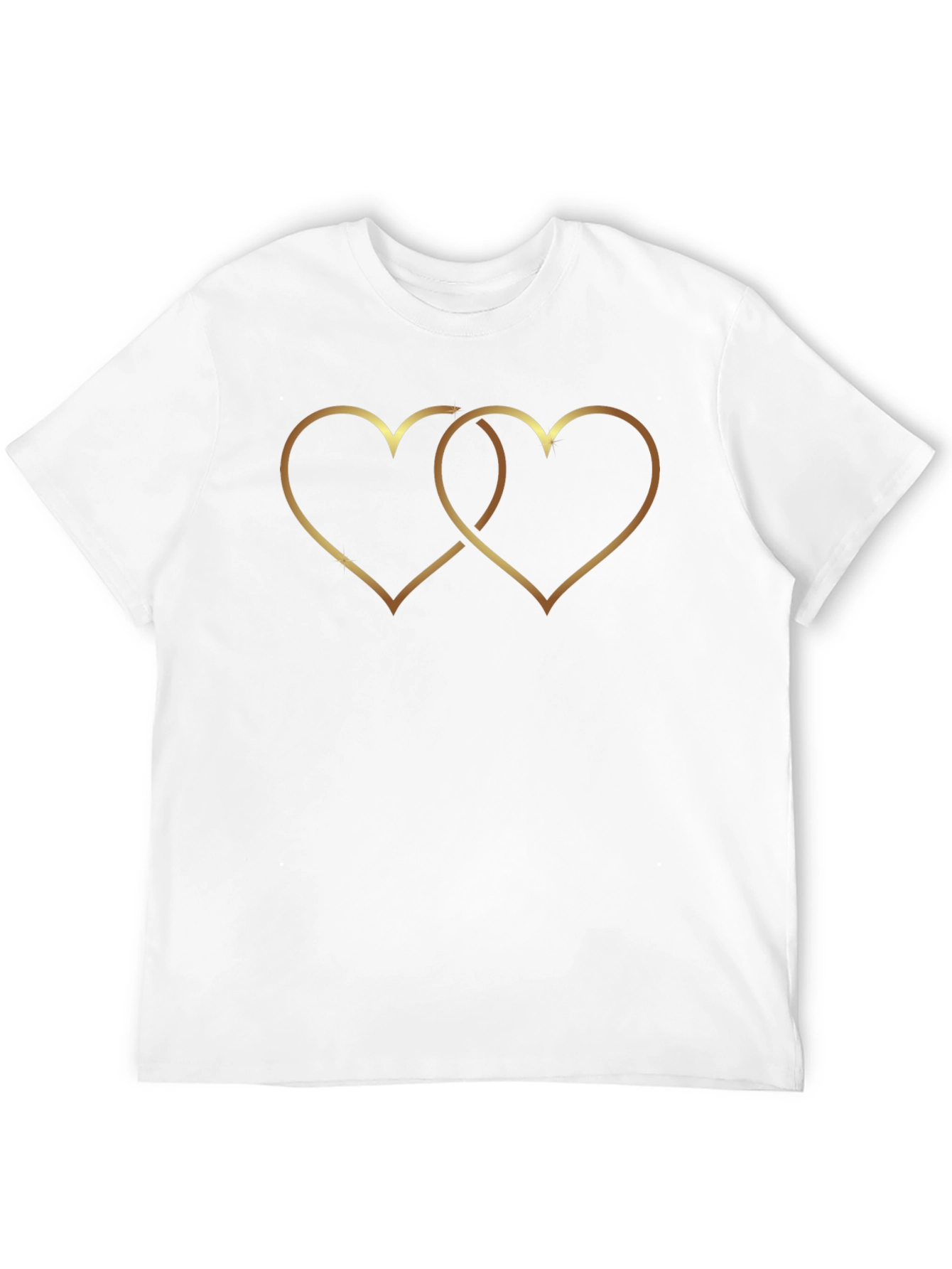 Golden Interlocked Hearts Black T-Shirt