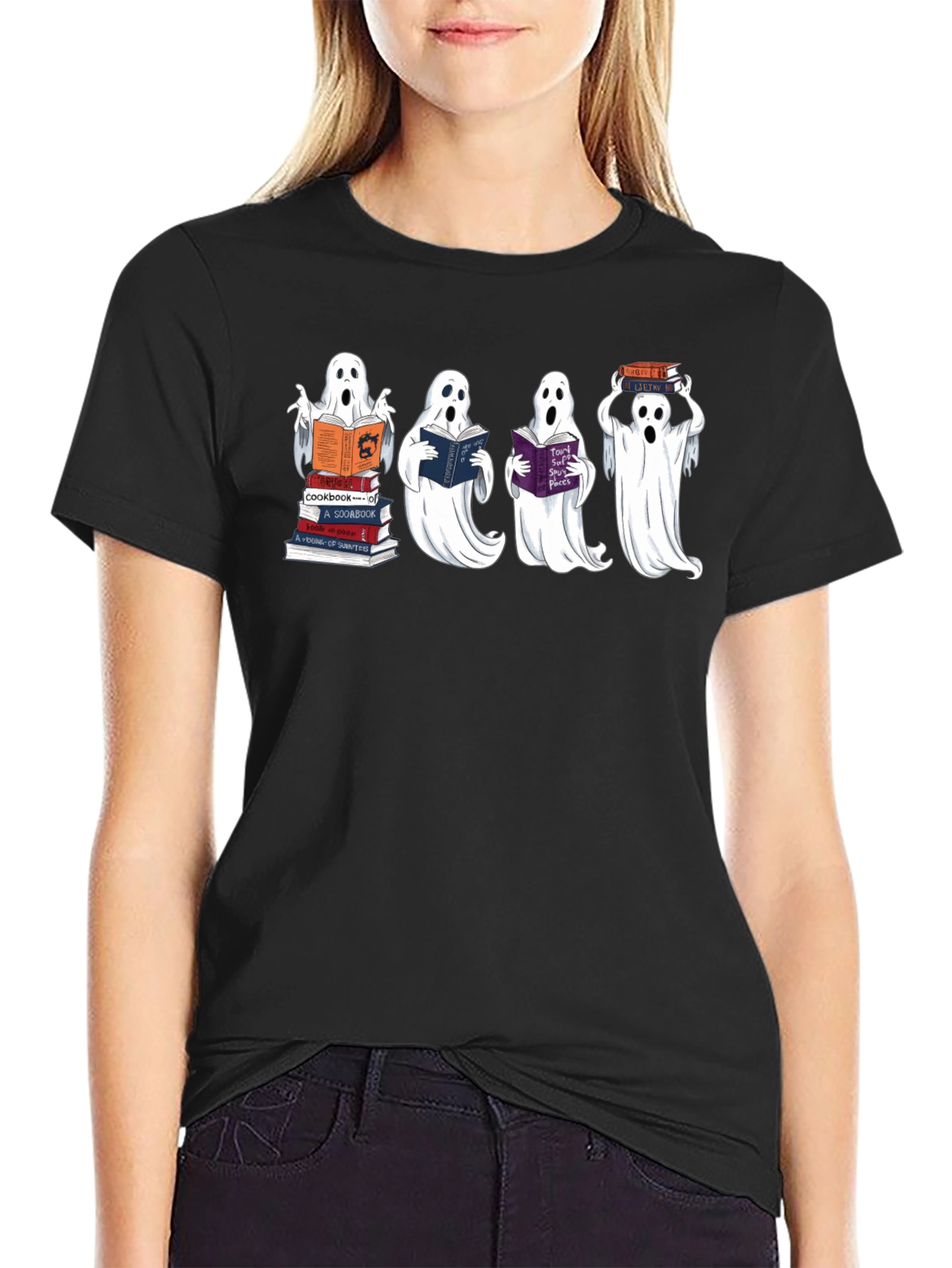 Bookish Ghosts Black T-Shirt