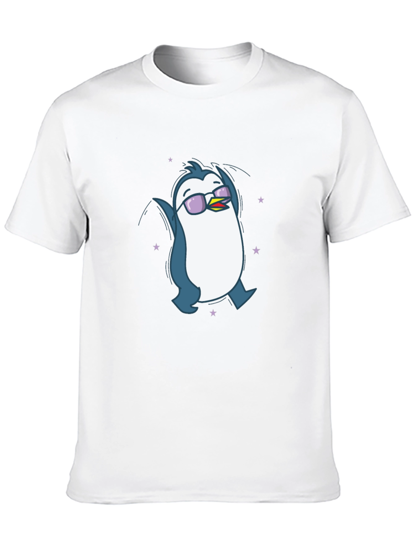Cool Penguin Graphic Tee - Black Cotton Blend