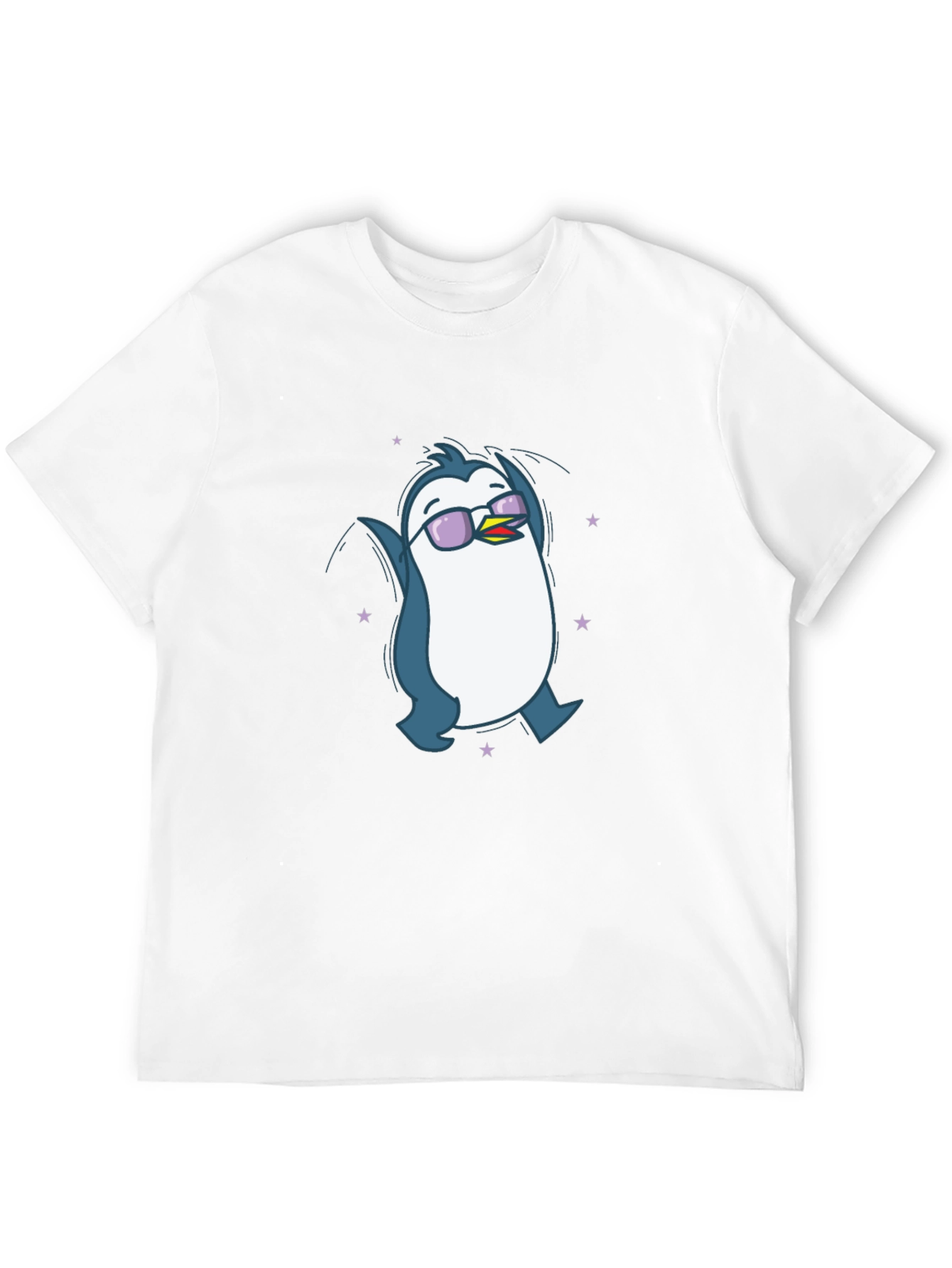 Cool Penguin Graphic Tee - Black Cotton Blend