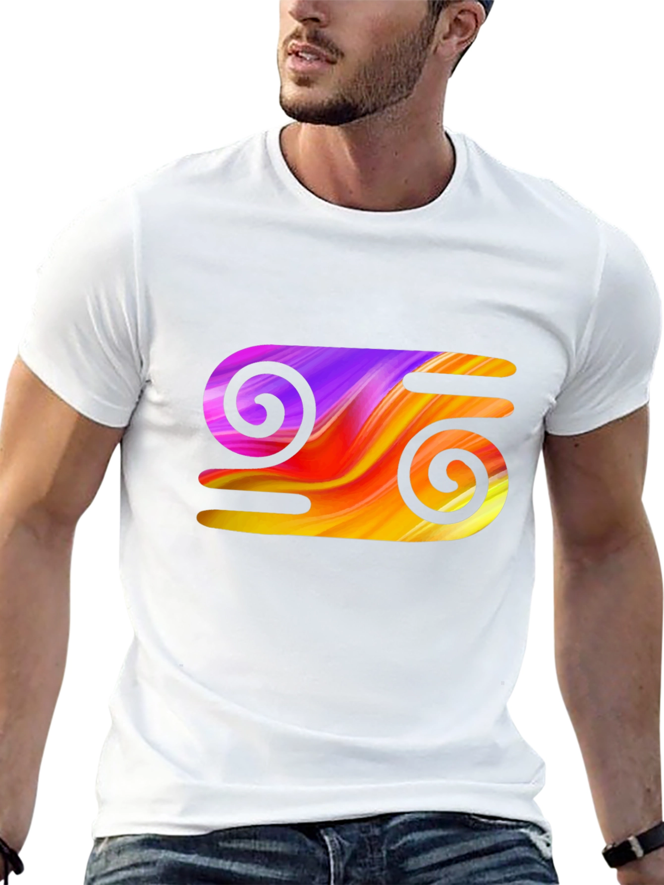 Abstract Swirl Graphic Tee - Stylish Black T-Shirt