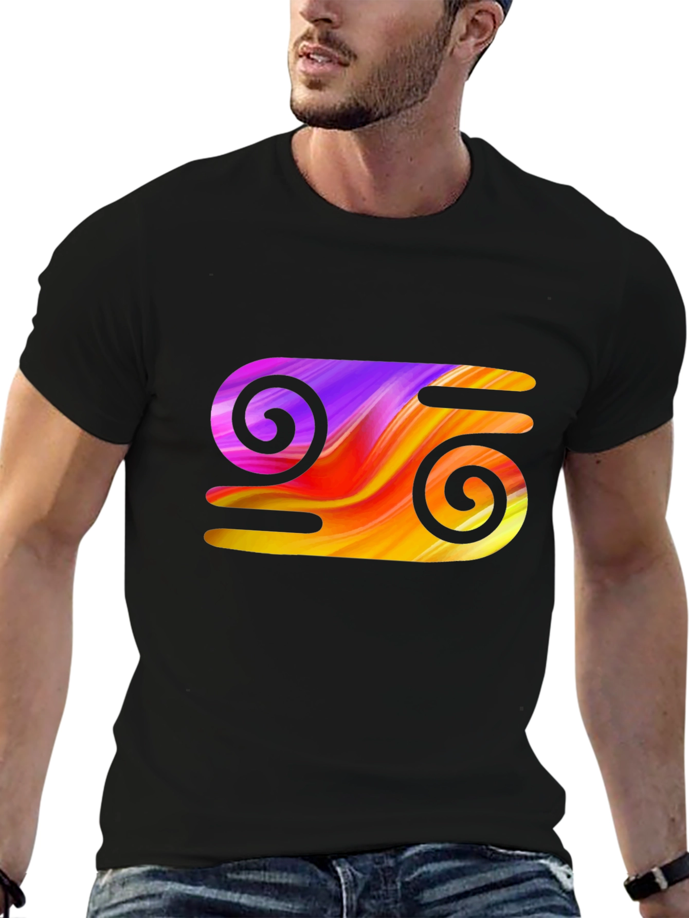 Abstract Swirl Graphic Tee - Stylish Black T-Shirt
