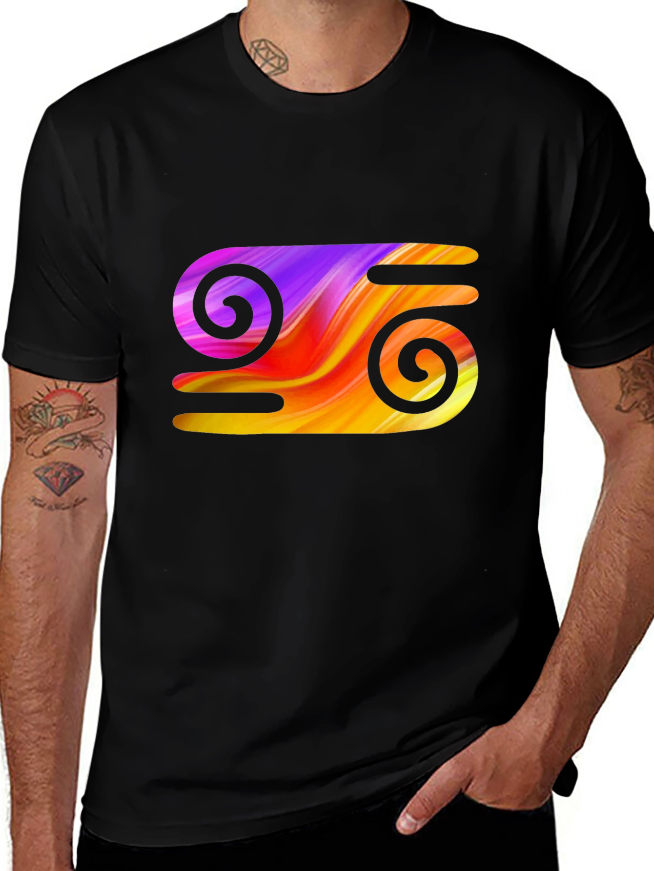 Abstract Swirl Graphic Tee - Stylish Black T-Shirt