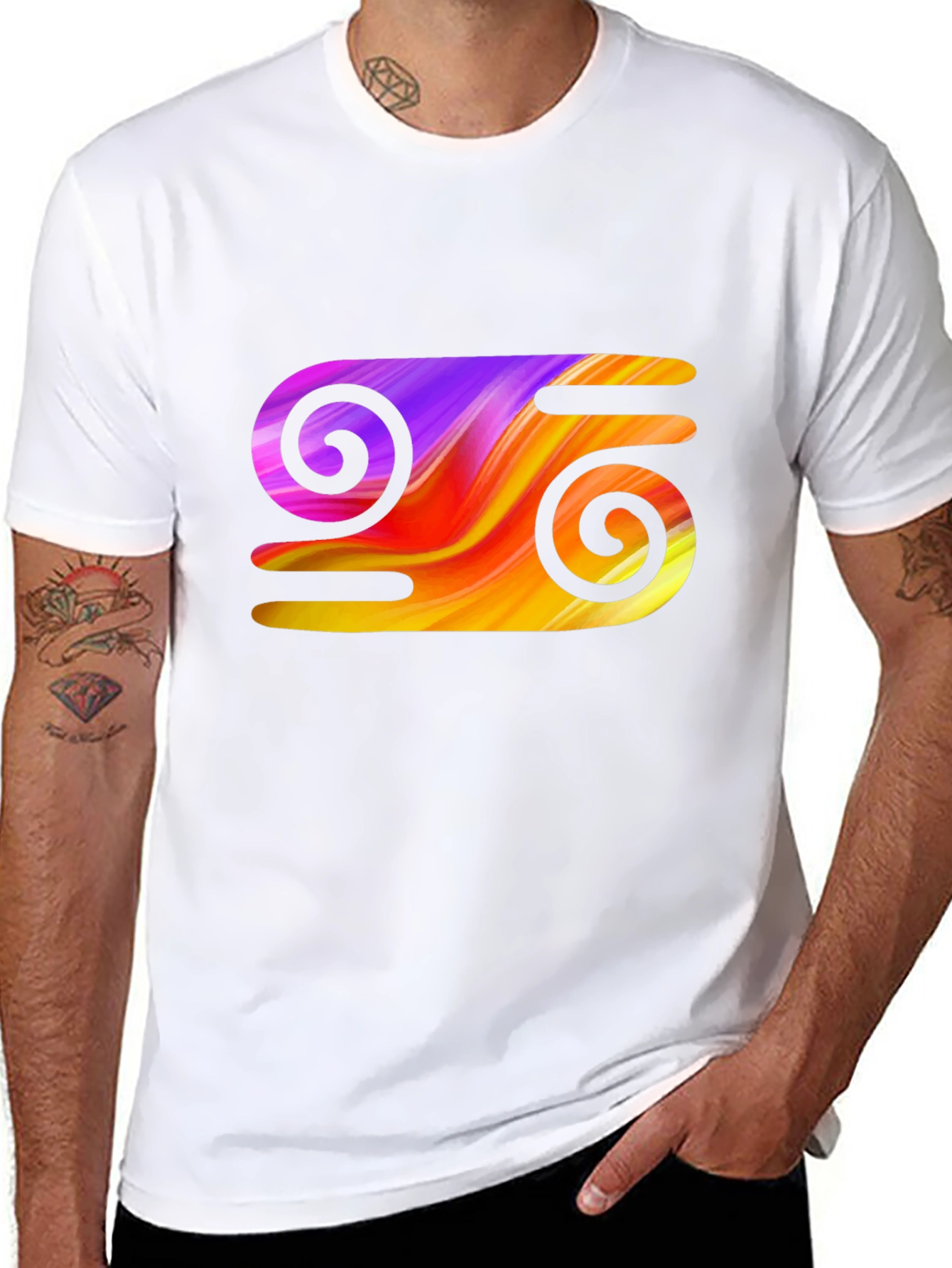Abstract Swirl Graphic Tee - Stylish Black T-Shirt