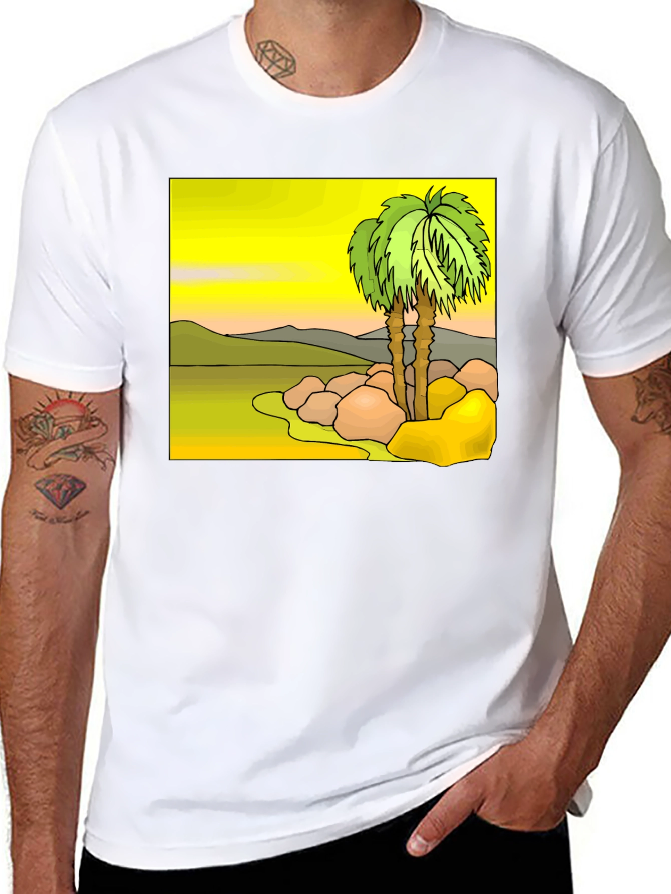 Tropical Palm Tree Graphic Tee - Island Vibes
