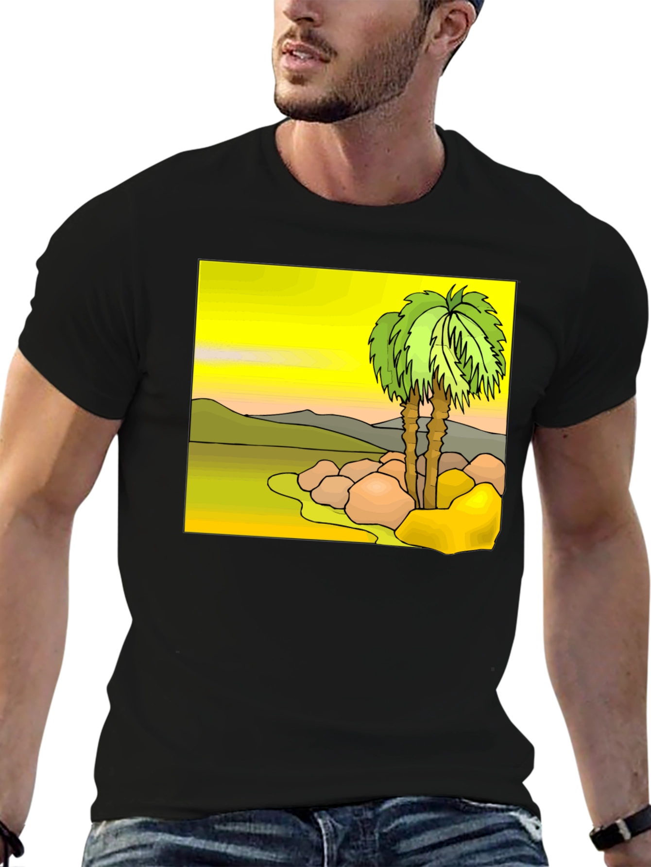 Tropical Palm Tree Graphic Tee - Island Vibes