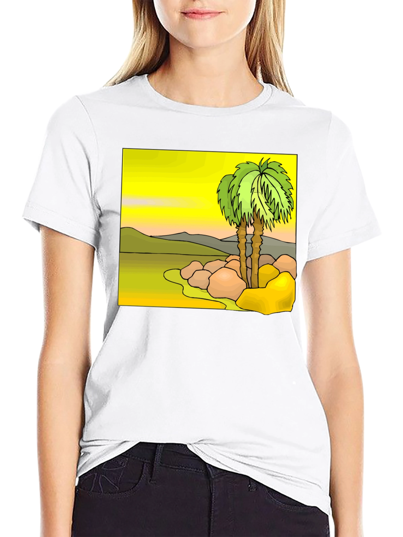 Tropical Palm Tree Graphic Tee - Island Vibes