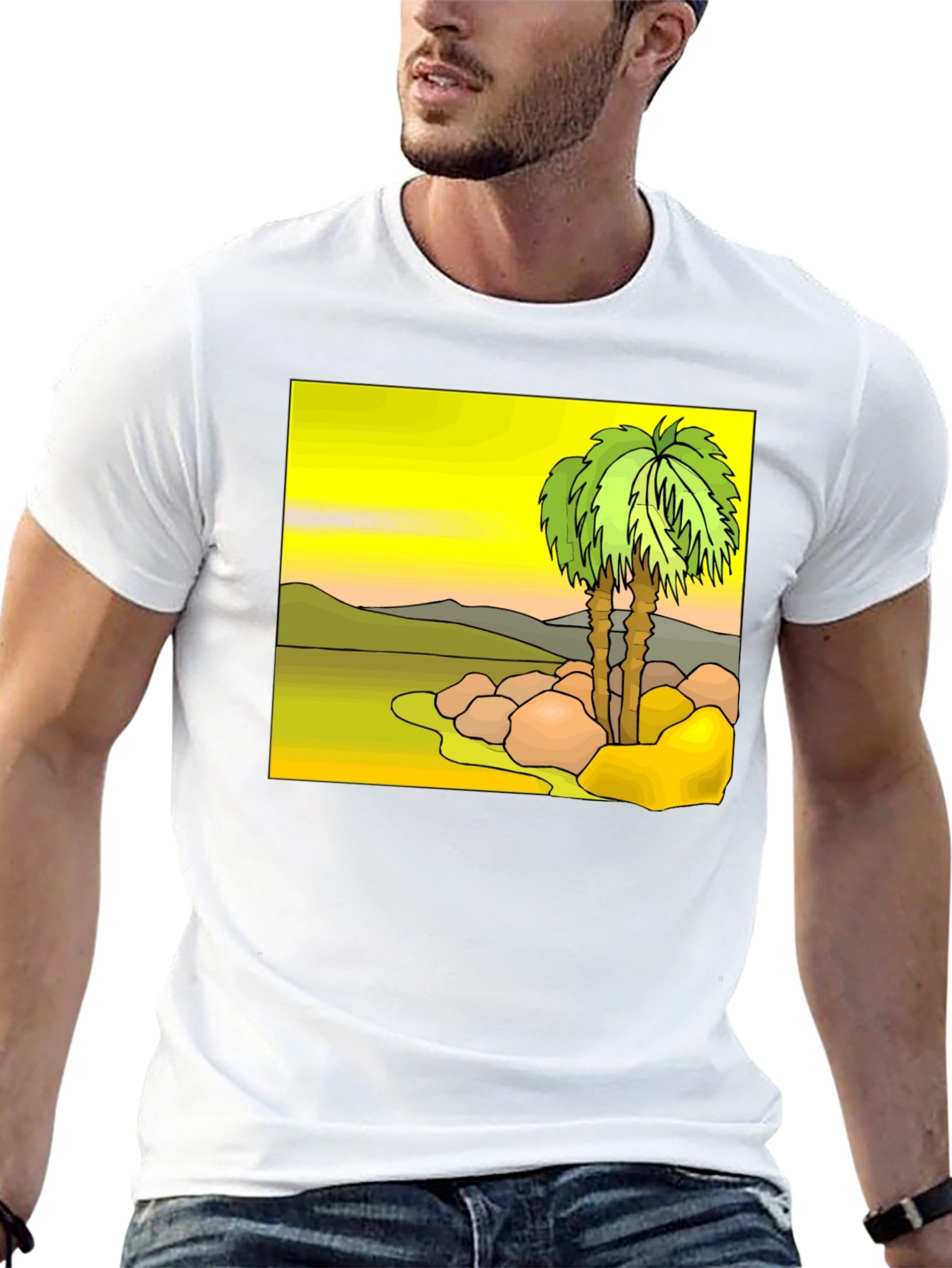 Tropical Palm Tree Graphic Tee - Island Vibes
