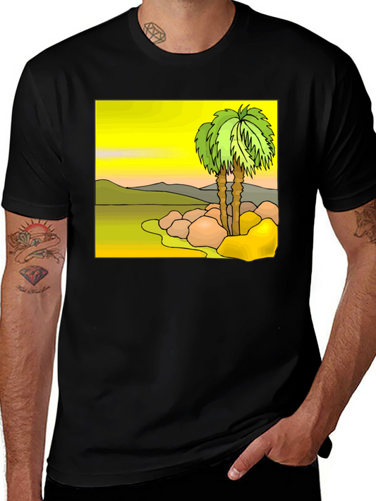 Tropical Palm Tree Graphic Tee - Island Vibes