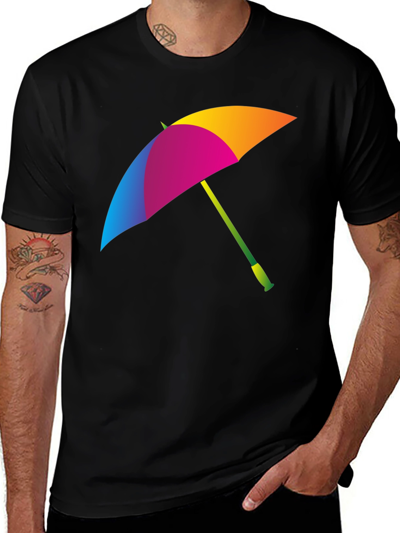 Colorful Umbrella Graphic T-Shirt