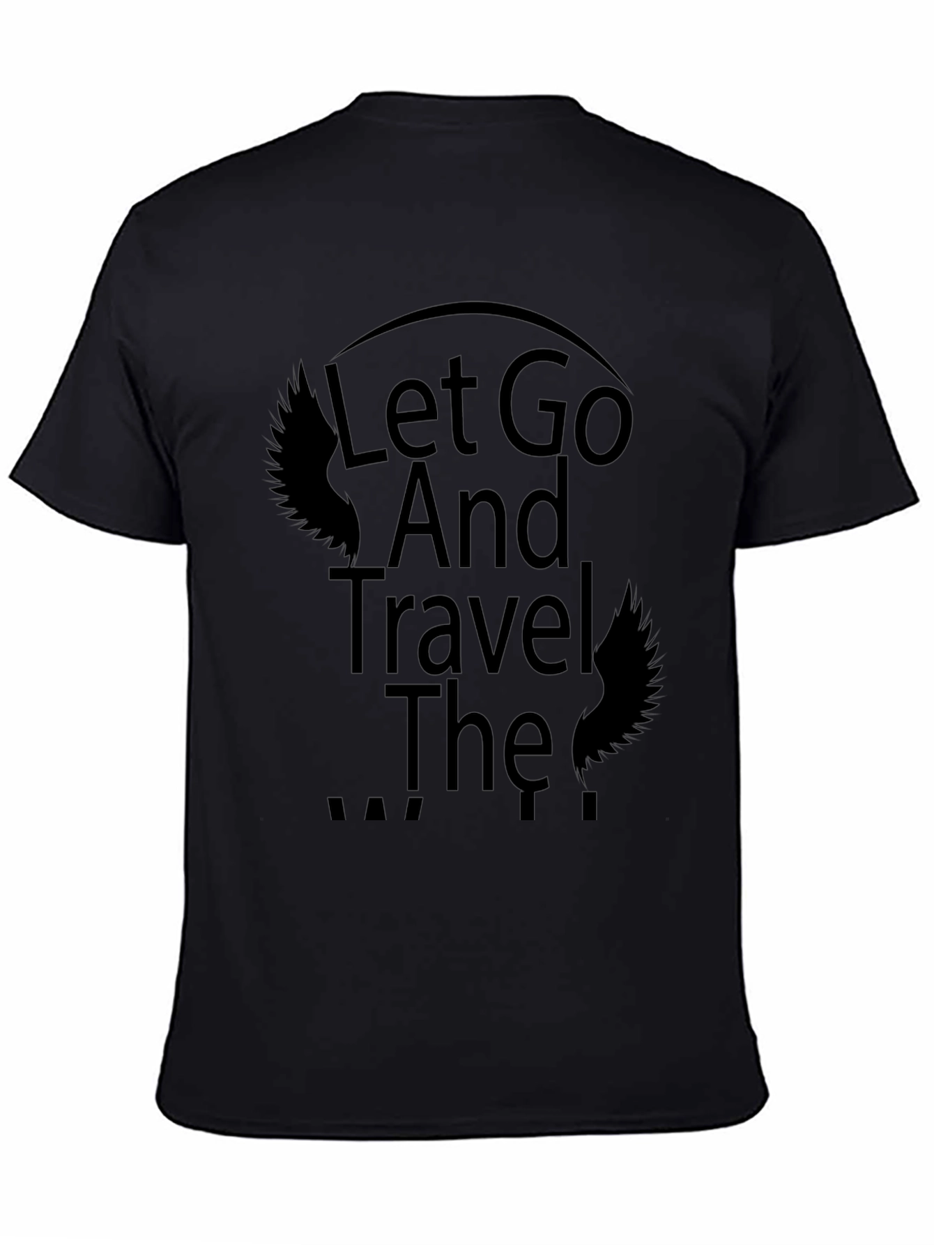 Let Go and Travel Graphic Black T-Shirt