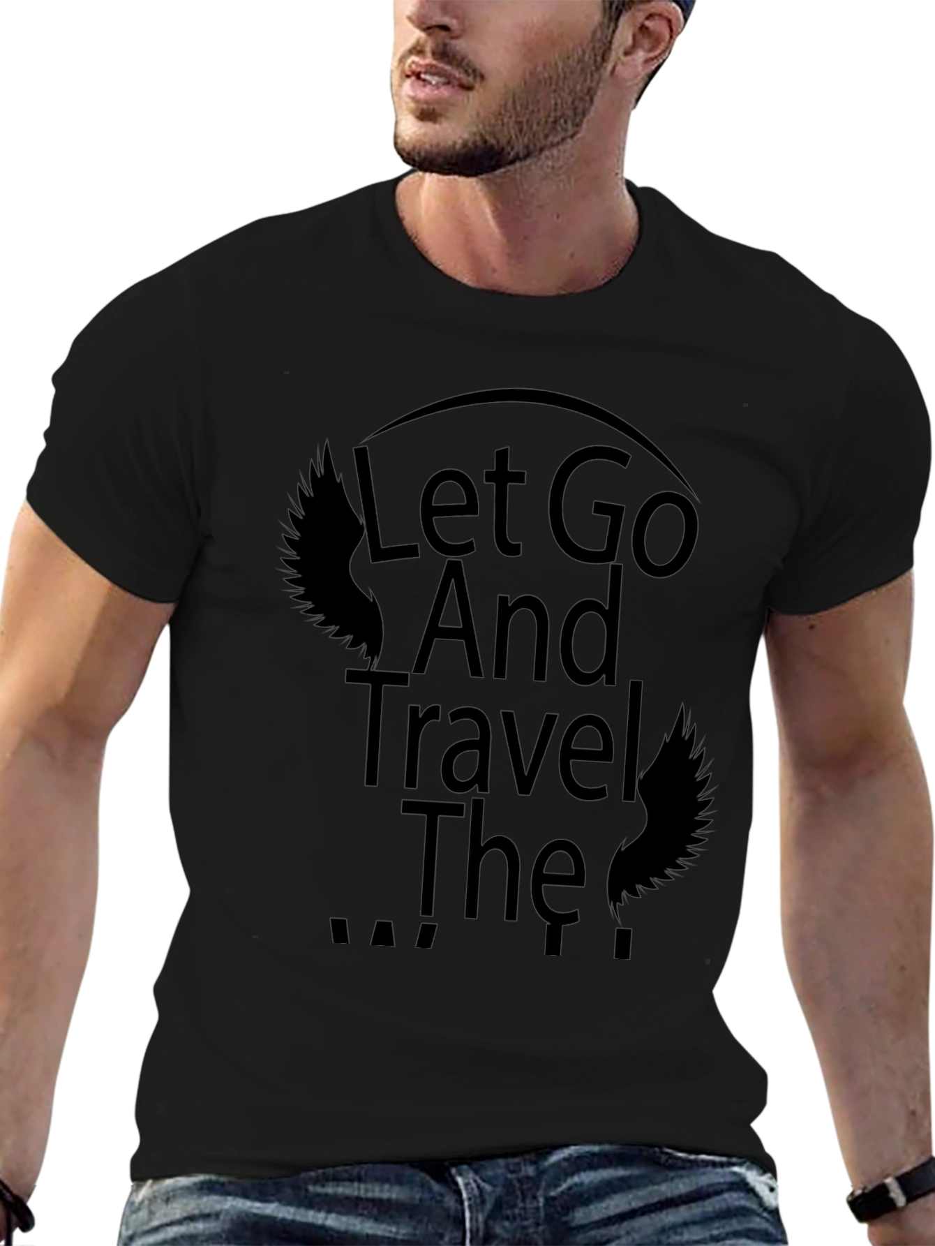 Let Go and Travel Graphic Black T-Shirt