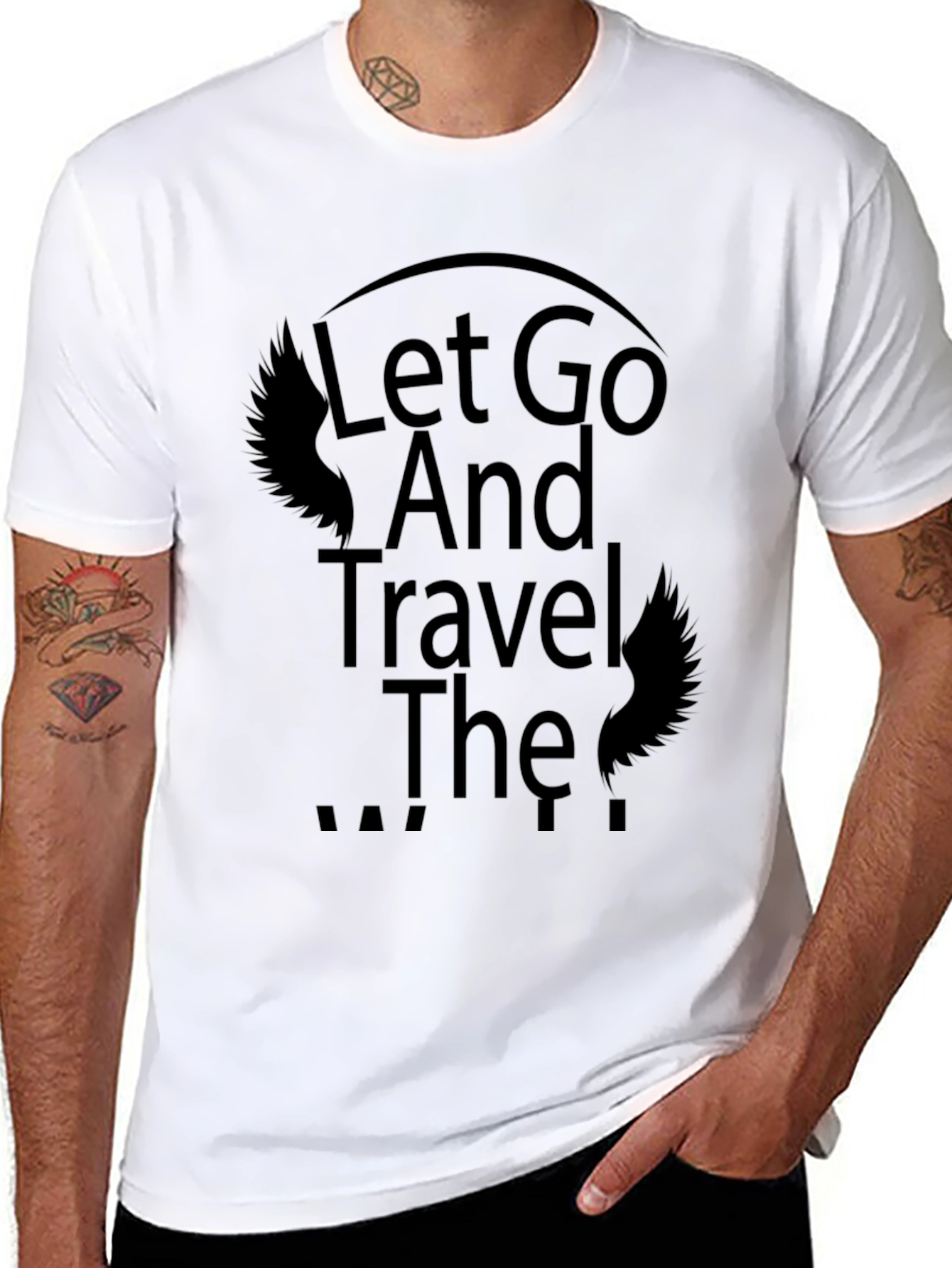 Let Go and Travel Graphic Black T-Shirt