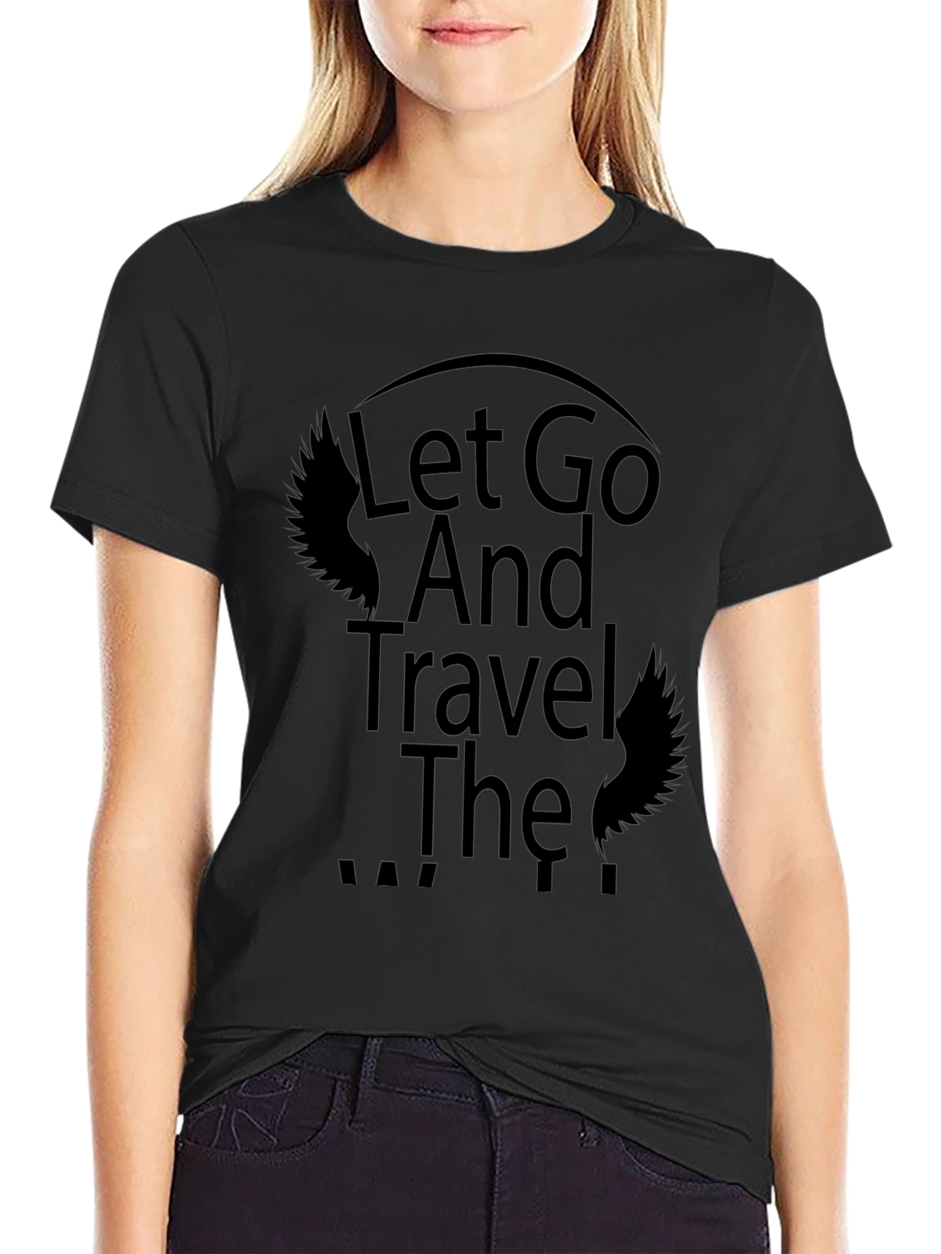 Let Go and Travel Graphic Black T-Shirt