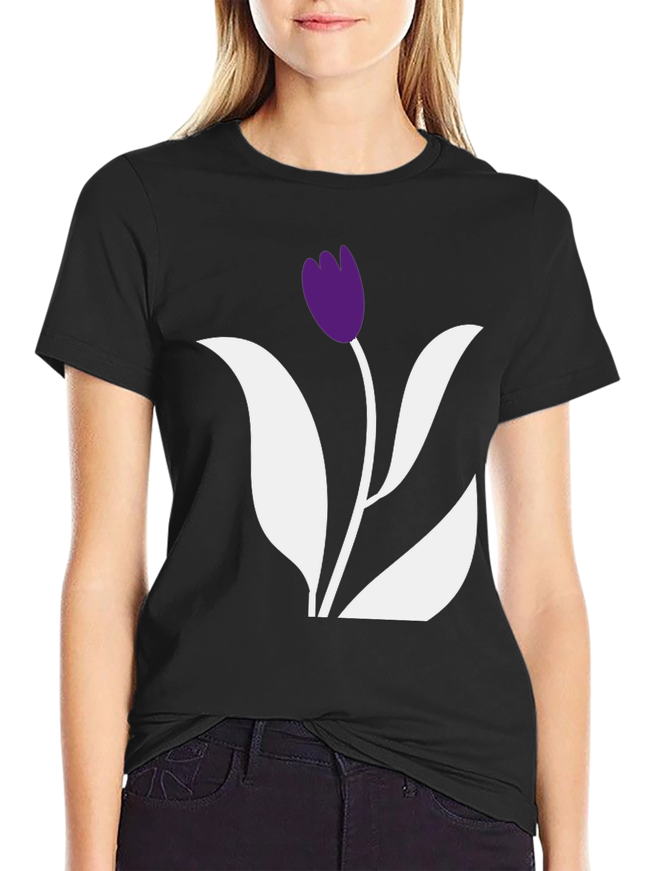 Black Tulip Graphic Tee - Stylish Casual Wear