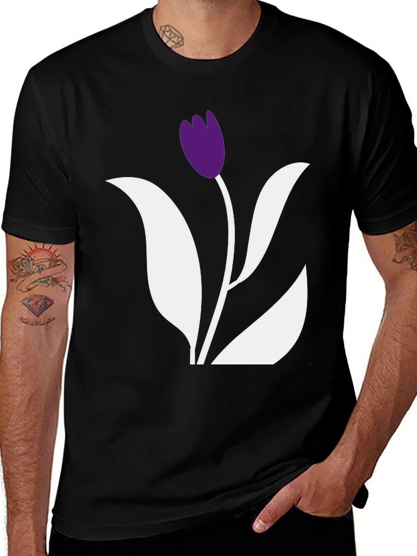 Black Tulip Graphic Tee - Stylish Casual Wear