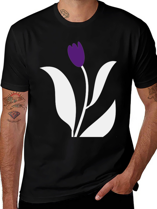 Black Tulip Graphic Tee - Stylish Casual Wear