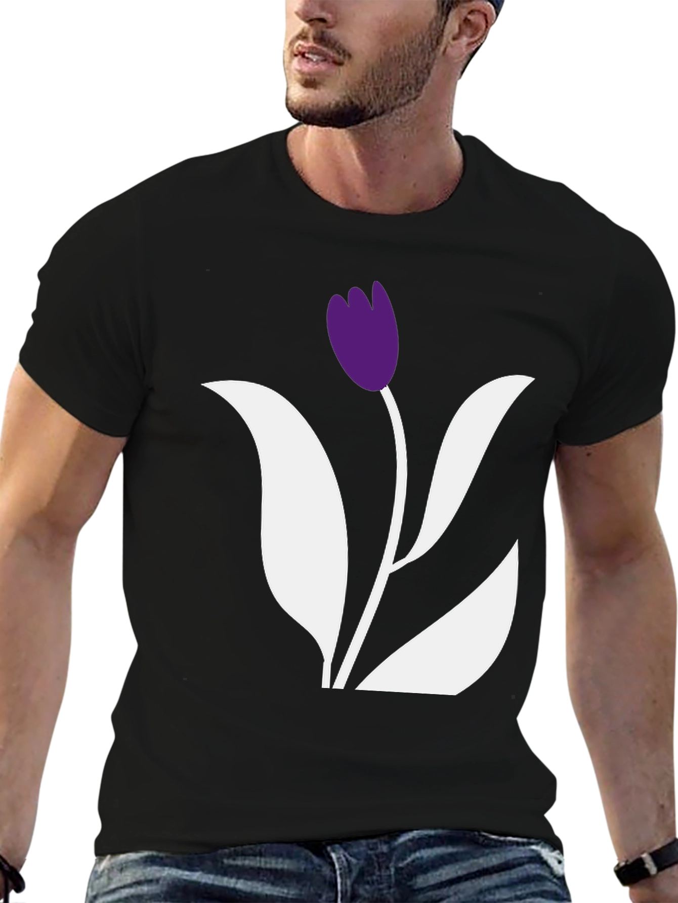 Black Tulip Graphic Tee - Stylish Casual Wear