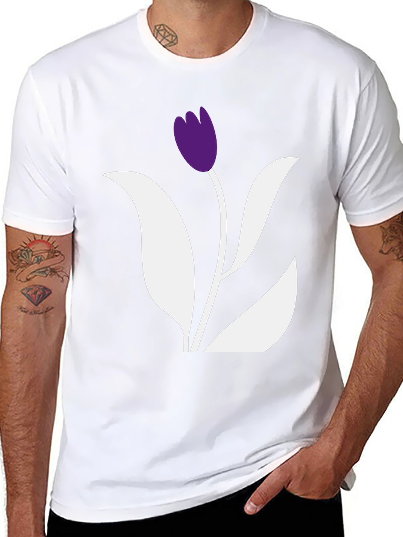 Black Tulip Graphic Tee - Stylish Casual Wear