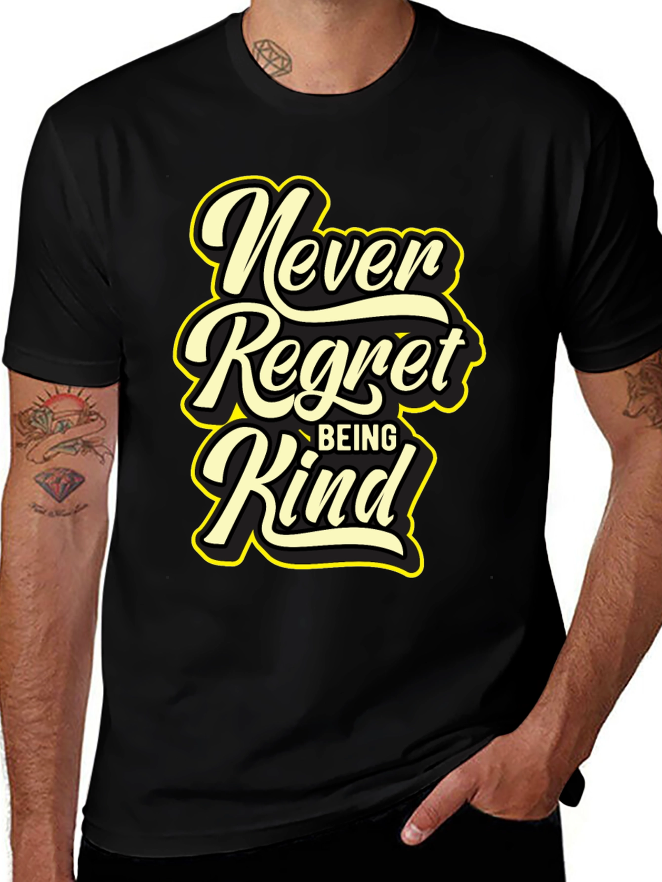 Never Regret Being Kind Black T-Shirt
