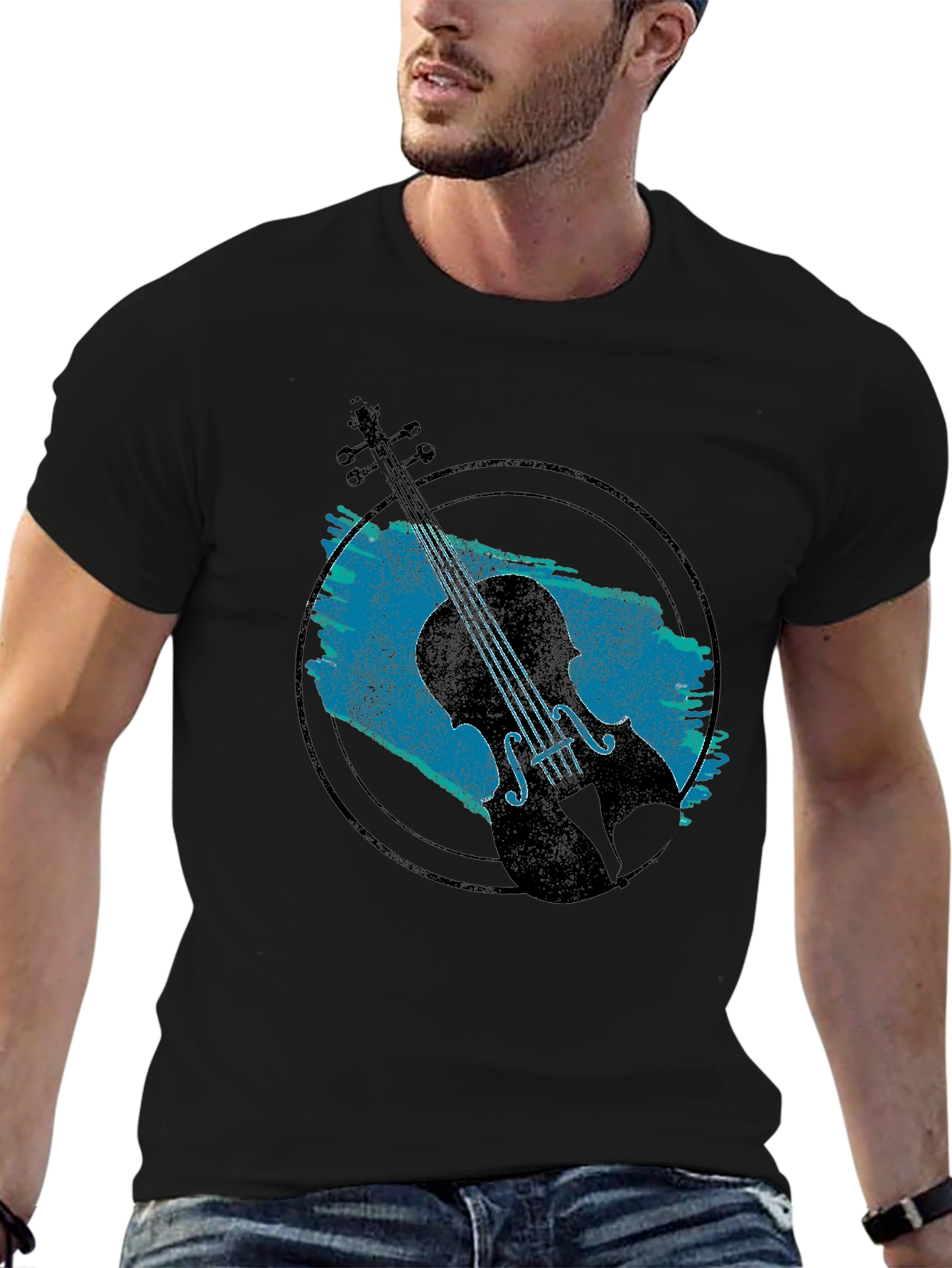 Violin Graphic Black T-Shirt