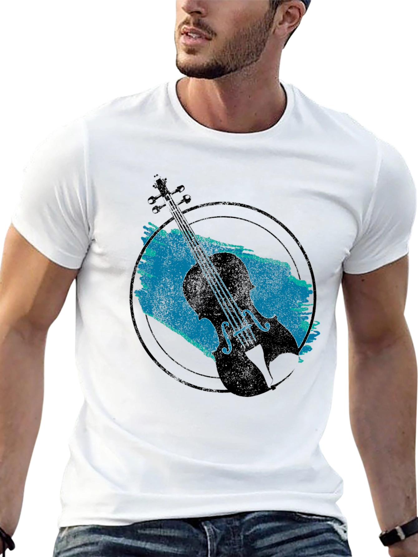 Violin Graphic Black T-Shirt