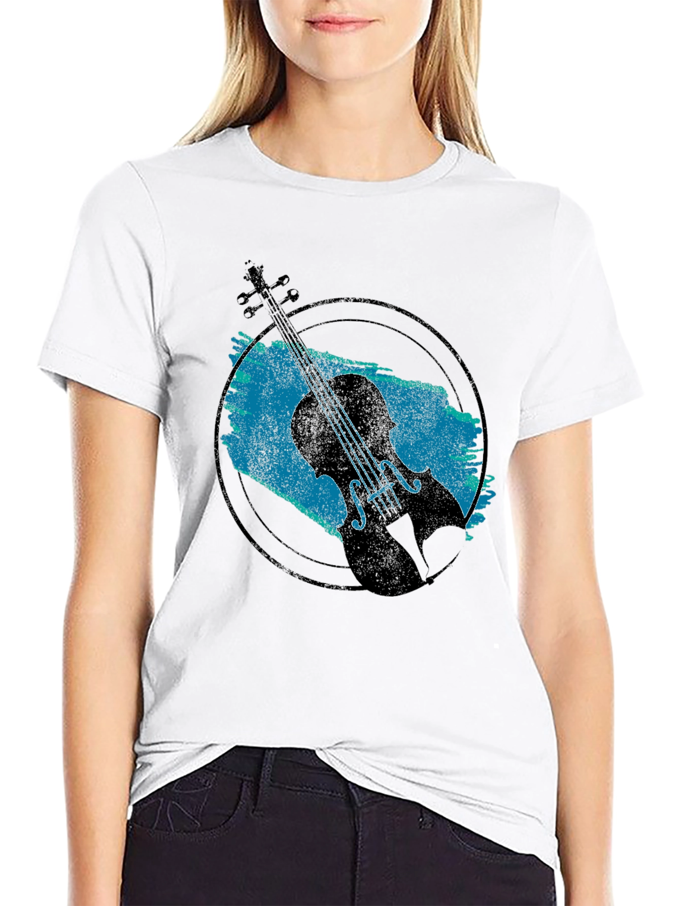 Violin Graphic Black T-Shirt